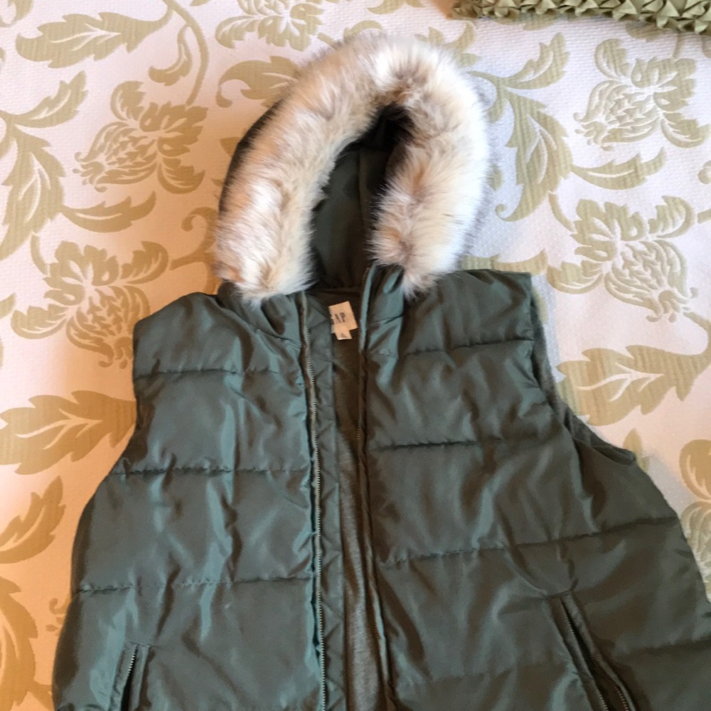 GAP olive green down vest